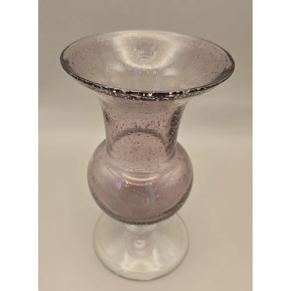 Vintage Purple Vase Glass Amethyst Hand Blown With Bubbles.‎ #22